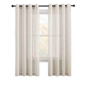 lot 2142 image: NICETOWN Natural Linen Flax Semi Sheer Grommet Curtains 52 X 72 In 2 Panels