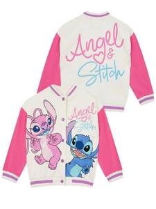 lot 2167 image: Disney Lilo And Stitch Girls Varsity Jacket Angel Pink Size 14