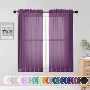 lot 2192 image: OWENIE Clear Sheer Curtains 54 Inch Length 2 Panels Set