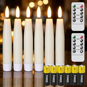 lot 2202 image: GenSwin LED Flameless Taper Candles with Remote, 6 Pack, Battery Operated