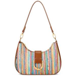 lot 2211 image: KKXIU Straw Shoulder Bag for Women Woven Crossbody Purse 10L x 7H Inch