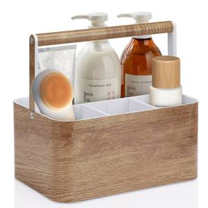lot 2215 image: BYUNER Portable Shower Caddy with Handle and Adjustable Dividers, Wood Grain