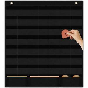 lot 2249 image: SCHOLOX Calendar Pocket Chart for Classroom, Black, 21 x 24 Inch
