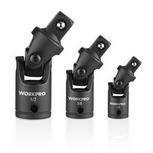 lot 2261 image: WORKPRO Universal Joint Swivel Socket Set, 3-Piece, 14in, 38in, 12in Drive