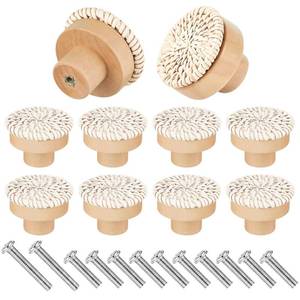 lot 2263 image: YHNTGB 10 Pcs White Rattan Cabinet Knobs Pulls Handles with Screws