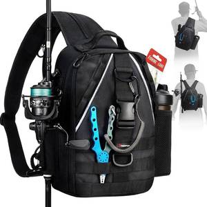 lot 2265 image: Piscifun Fishing Backpack 1000D Nylon Rod Holders Black