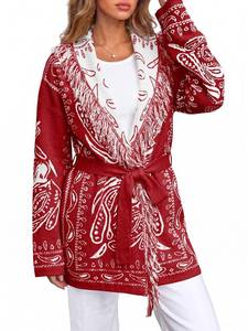 lot 2273 image: Saodimallsu Womens Tassel Shawl Collar Paisley Cardigan Sweater, Size XL