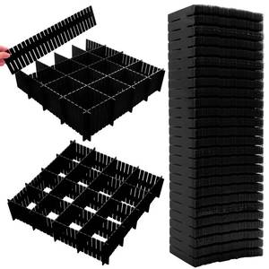 lot 2275 image: Ptanok Plastic Drawer Dividers 45 Pack 12.6 x 2.75 in Black