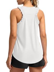 lot 2278 image: Fisoew Women Ruffle Sleeveless Workout Tank Top White, Size M