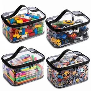 lot 2283 image: FDKJUIT Clear PVC Zipper Toy Storage Bags 4 Pack 9.8 x 7.1 x 4.7 in