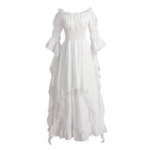 lot 2285 image: LTAKK Renaissance Dress Medieval Costume Women Peasant Off Shoulder White LXL
