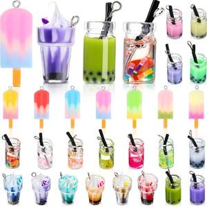 lot 2286 image: Yalikop Resin Mini Milk Tea Bubble Tea Drink Cup Charms 40 Pcs