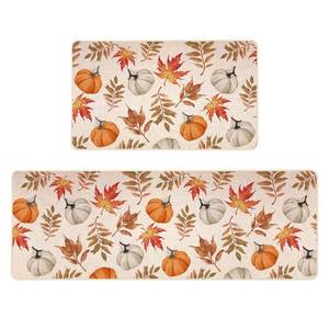 lot 2322 image: Siilues Fall Kitchen Rugs Set of 2 17x29 and 17x47 Inch Autumn Thanksgiving
