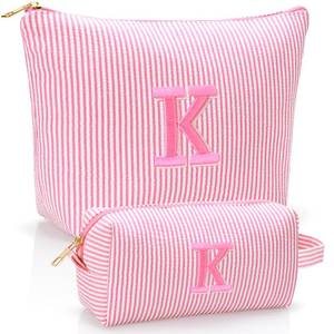 lot 2325 image: YILANCOL Personalized Initial Makeup Bag Pouch Set 2-Piece Cosmetic Organizer