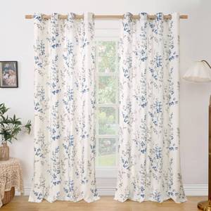 lot 2354 image: BGment Navy Linen Curtains Living Room 90 Inch Length 2 Panels