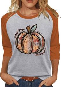 lot 2361 image: Beopjesk Womens Halloween 34 Sleeve T-Shirt Blouse Top Grey Size M