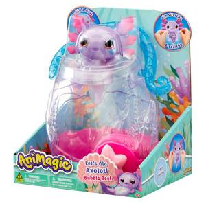 lot 5723 image: Animagic Lets Glo Axolotl Bubble Reef Light-Up Squishy Water Toy, Ages 4