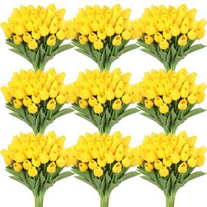 lot 5741 image: Janinka Artificial Tulip Flowers 100 Pcs Yellow PU Faux Tulips