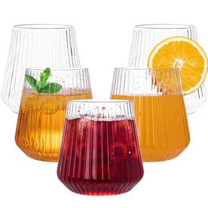 lot 5755 image: N9R 24 Pcs Disposable Plastic Wine Glasses 14 Oz Stemless