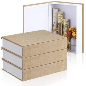 lot 5766 image: Tioncy 3 Pcs Decorative Linen Faux Book Box Set Beige