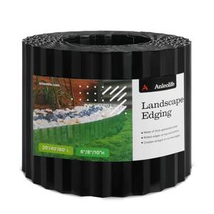 lot 5773 image: Anleolife Galvanized Steel Garden Landscape Edging Roll 40 Ft x 8 In Black