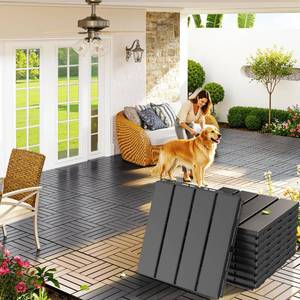 lot 5774 image: Goovilla Plastic Interlocking Deck Tiles 12x12 in Dark Grey 9 Pack