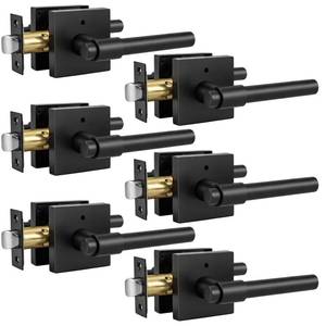 lot 5775 image: Goldenwarm Black Privacy Door Handles Interior 6 Pack  Retail $129.99
