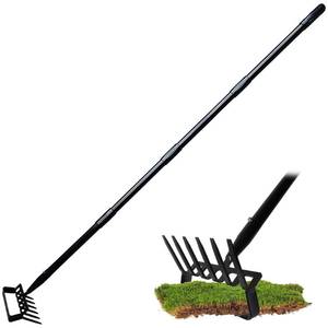lot 5791 image: LARNORJE 6-Tine Rake and Stirrup Hoe Garden Cultivator 2-in-1 Stainless Steel