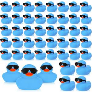 lot 5797 image: Sosation 48 Pack Mini Rubber Ducks with Sunglasses Bath Toys Blue