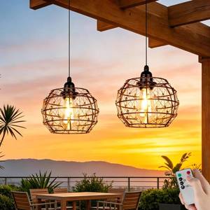 lot 5807 image: TWINKVILLA Battery Operated Outdoor Pendant Light 2 Pack Waterproof