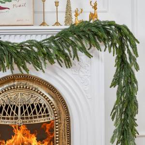 lot 5817 image: VICAMB Christmas Norfolk Pine Garland 6 Ft 2 Pcs