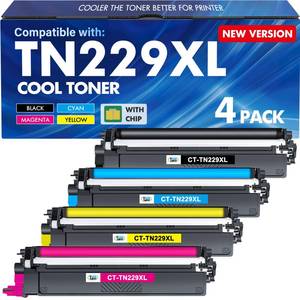 lot 5824 image: Cool Toner TN229XL Compatible Toner Cartridges 4 Pack for Brother