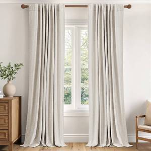 lot 5826 image: MIULEE Blackout Linen Curtains 40W x 84L Cream 2 Panels