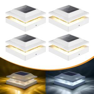 lot 5834 image: Brightown Solar Post Cap Lights 2 Mode WarmCool White 4x4 Post 4 Pack