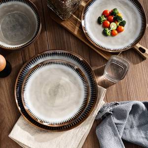 lot 5859 image: Gufaith Melamine Dinnerware Set 12 Pcs Service for 4 Sahara Beige and Blue