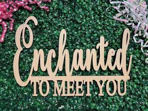 lot 5865 image: Wooden Enchanted to Meet You Backdrop Sign Baby Shower Party Decor