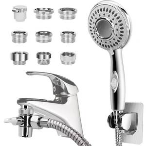 lot 5867 image: JIEYUMJ Handheld Shower Head Faucet Sprayer with 79-Inch Hose and 9 Adapters