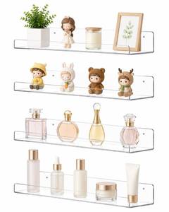 lot 5869 image: Upsimples Clear Acrylic Floating Wall Shelves 15 Inch Set of 4