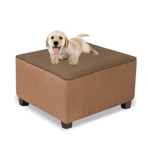 lot 5870 image: NeColorLife Water-Resistant Square Ottoman Cover Medium Brown