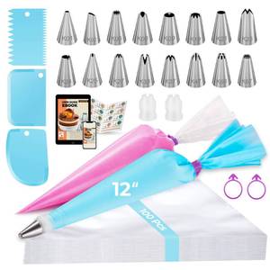 lot 6002 image: Kootek Icing Piping Bags and Tips Set 124 Piece Cake Decorating Kit Blue