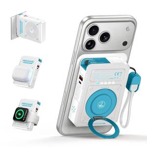 lot 6022 image: Ummz 10000mAh Magnetic Power Bank Wireless Charger with Built-In AC Plug