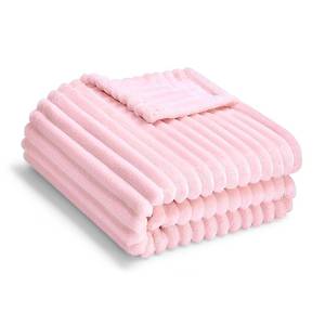 lot 6044 image: Eonkasp Microfiber Baby Blanket 30x40 Inch Light Pink Reversible Striped