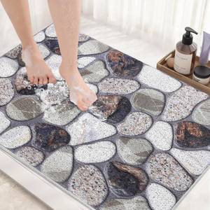 lot 6050 image: KAZOLEN Non-Slip Shower Mat 24x16 Inch Loofah with Drain Holes