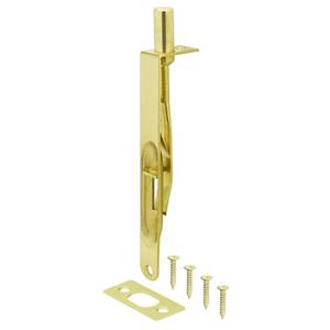 lot 6327 image: Nuk3y 6-Inch Solid Brass Flush Bolt Round Polished Brass