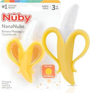 lot 6360 image: Nuby NanaNubs Silicone Teething Toothbrush Gum Massager 3 Months