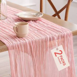 lot 6361 image: Pureegg Cheesecloth Table Runner 120 Inch Dusty Pink 2 Pack
