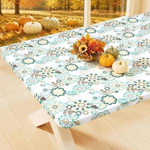 lot 6362 image: Smiry Rectangle Table Cloth Waterproof Vinyl 48 x 24 Inch Fitted