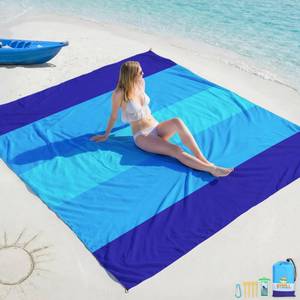 lot 6372 image: BYDOLL Beach Blanket Waterproof Sandproof 78 x 81 Inch Beach Mat