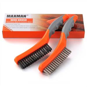 lot 6373 image: MAXMAN Wire Brush Set 10 Inch 2 Pc Stainless & Carbon Steel Bristles