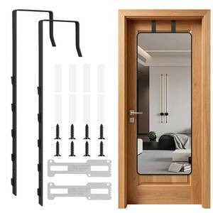 lot 6393 image: OXDFK Over The Door Mirror Hanger 2 Pcs Adjustable Five-Hole Black